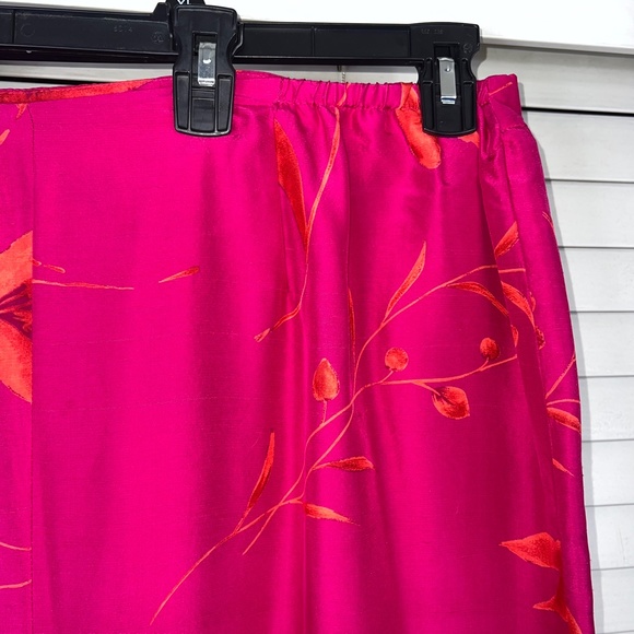 🚫SOLD! •NWT|•JONES NEW YORK•| 100% Silk Pink Orange Hibiscus Floral Skirt - Picture 5 of 14